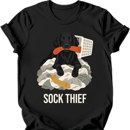 Flat Coated Retriever Sock Thief T Shirt Gift For Dog Lover