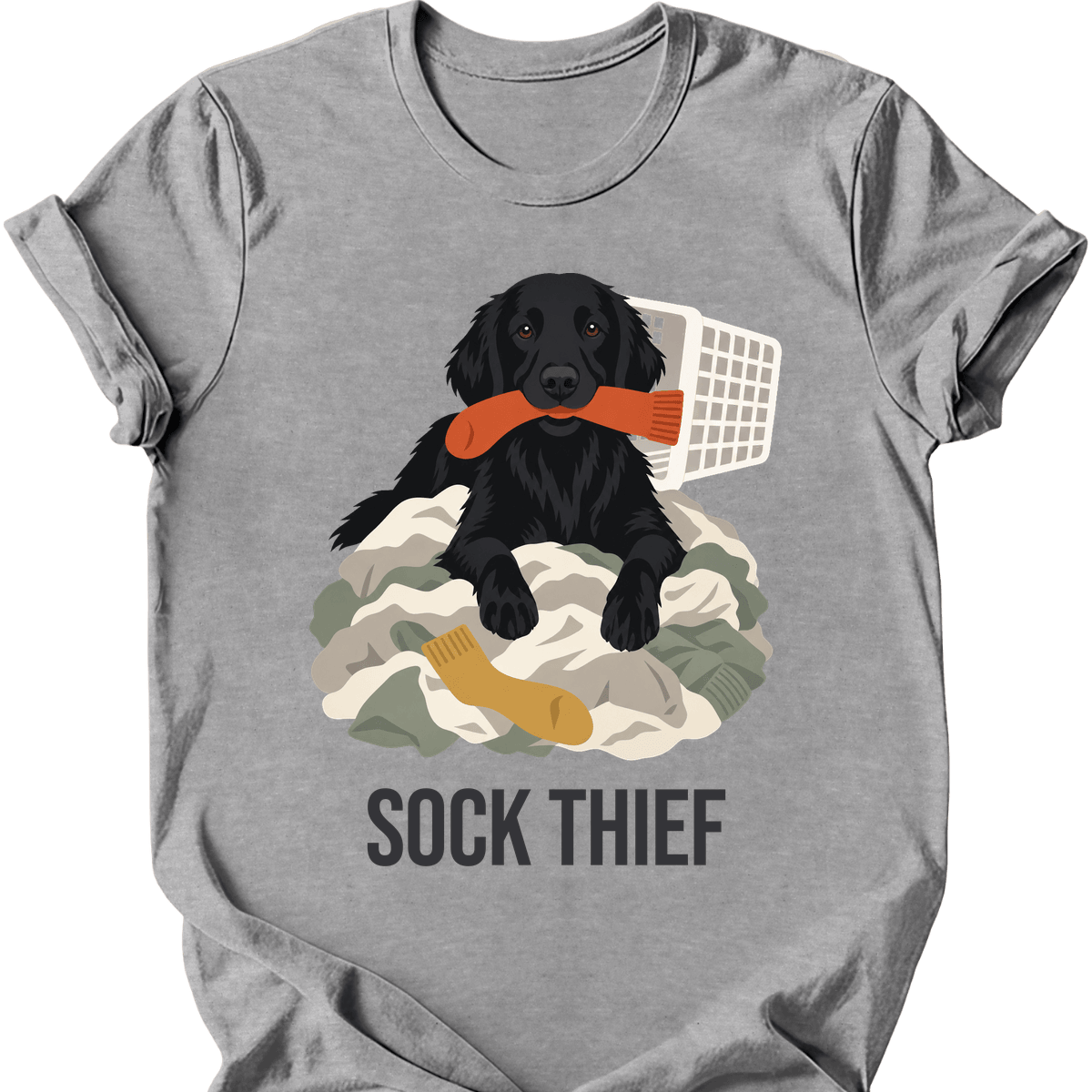 Flat Coated Retriever Sock Thief T Shirt Gift For Dog Lover