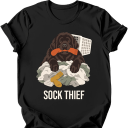 Newfoundland Sock Thief T Shirt Gift For Dog Lover