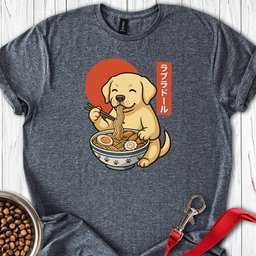 Lab Puppy Eating Ramen T Shirt Gift For Dog Lover