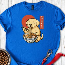 Lab Puppy Eating Ramen T Shirt Gift For Dog Lover