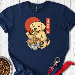 Lab Puppy Eating Ramen T Shirt Gift For Dog Lover