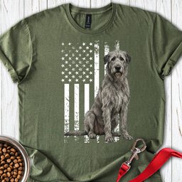 Irish Wolfhound USA Flag T Shirt Gift For Dog Lover