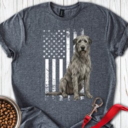 Irish Wolfhound USA Flag T Shirt Gift For Dog Lover