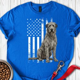 Irish Wolfhound USA Flag T Shirt Gift For Dog Lover