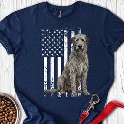 Irish Wolfhound USA Flag T Shirt Gift For Dog Lover
