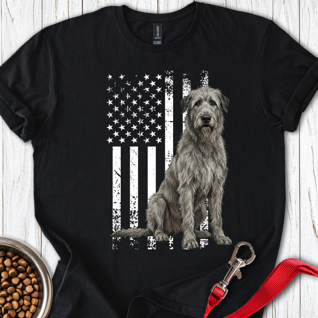 Irish Wolfhound USA Flag T Shirt Gift For Dog Lover