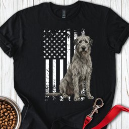 Irish Wolfhound USA Flag T Shirt Gift For Dog Lover