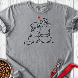Labrador And Santa Line Art Premium Tee Gift For Dog Lover