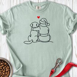 Labrador And Santa Line Art Premium Tee Gift For Dog Lover