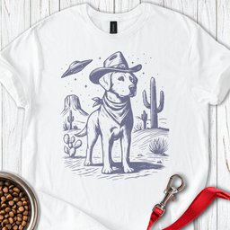 Labrador Cowboy Ufo T Shirt Gift For Dog Lover