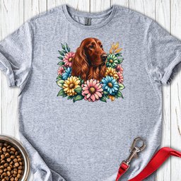 Irish Setter Flower Wreath T Shirt Gift For Dog Lover