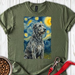 Irish Wolfhound Van Gogh T Shirt Gift For Dog Lover