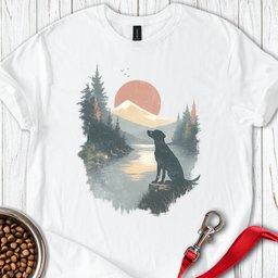 Labrador At The Lake T Shirt Gift For Dog Lover