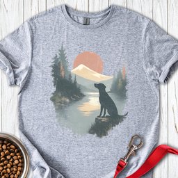 Labrador At The Lake T Shirt Gift For Dog Lover