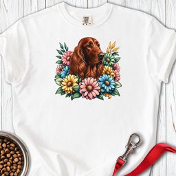 Irish Setter Flower Wreath Premium Tee Gift For Dog Lover