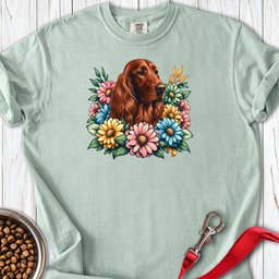 Irish Setter Flower Wreath Premium Tee Gift For Dog Lover