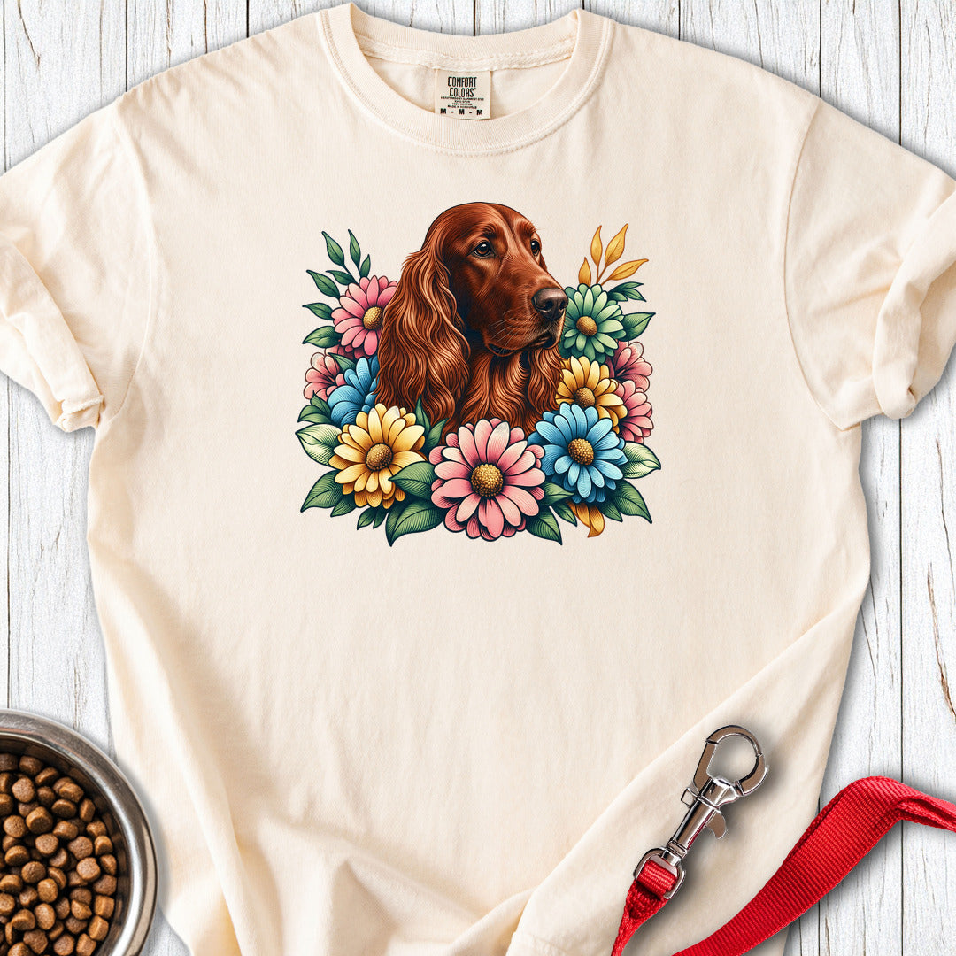 Irish Setter Flower Wreath Premium Tee Gift For Dog Lover