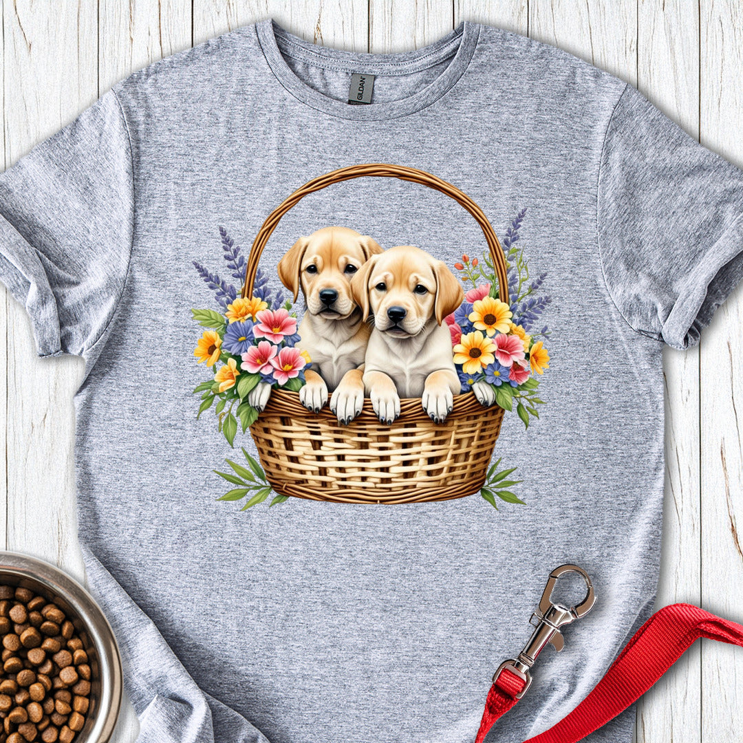 Labrador Puppies In Basket T Shirt Gift For Dog Lover