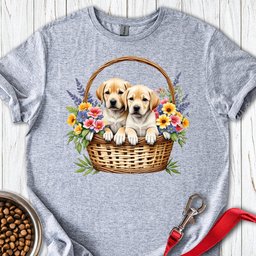 Labrador Puppies In Basket T Shirt Gift For Dog Lover