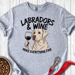 Labradors And Wine T Shirt Gift For Dog Lover