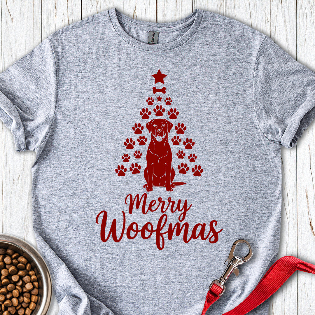 Labrador Merry Woofmas Christmas T Shirt Gift For Dog Lover