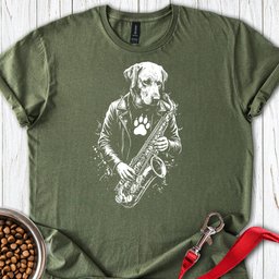 Labrador Saxophone T Shirt Gift For Dog Lover