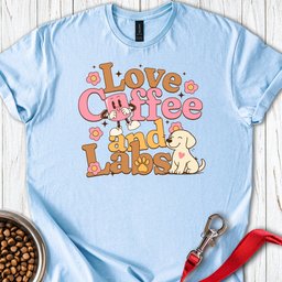 Love Coffee And Labs T Shirt Gift For Dog Lover