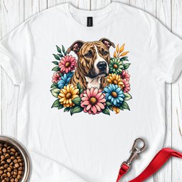 Pitbull Brindle Flower Wreath T Shirt Gift For Dog Lover