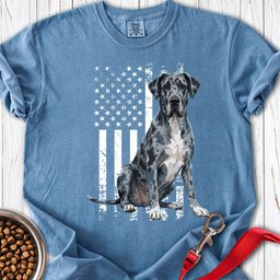 Merle Great Dane USA Flag Premium Tee Gift For Dog Lover