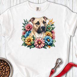 Pitbull Fawn Flower Wreath Premium Tee Gift For Dog Lover