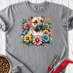 Pitbull Fawn Flower Wreath Premium Tee Gift For Dog Lover