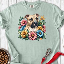 Pitbull Fawn Flower Wreath Premium Tee Gift For Dog Lover