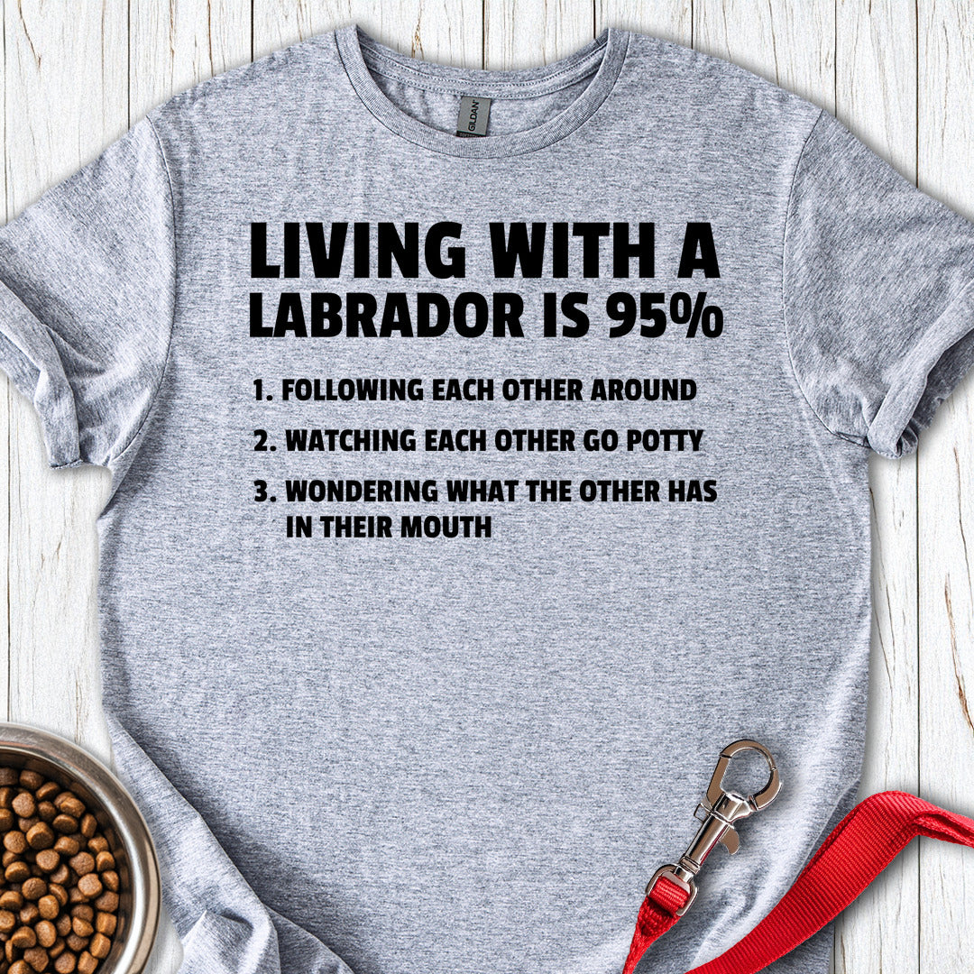 Living With A Labrador T Shirt Gift For Dog Lover