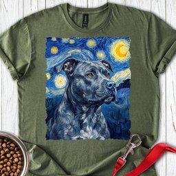 Pitbull Blue Van Gogh T Shirt Gift For Dog Lover