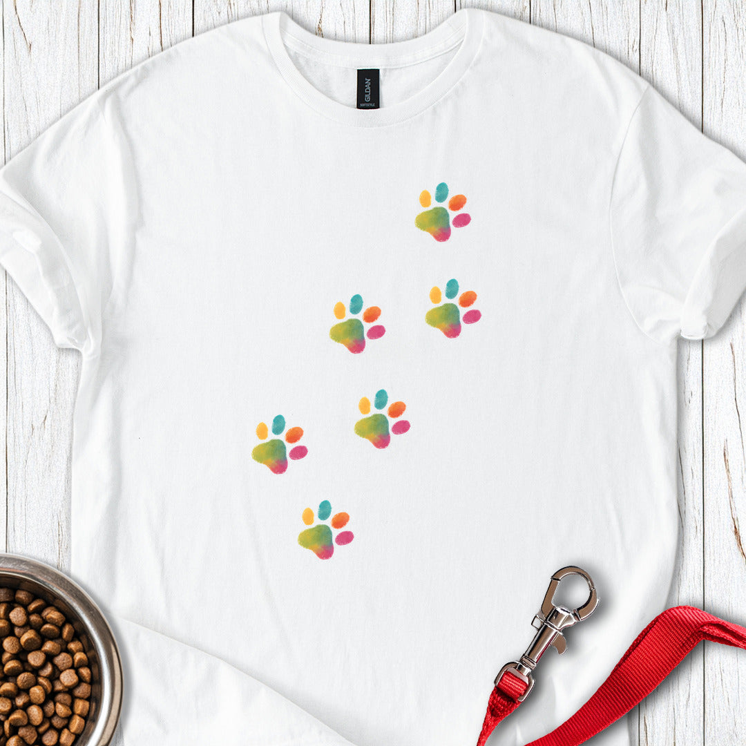 Painted Dog Paw Prints T Shirt Gift For Dog Lover