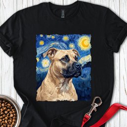 Pitbull Fawn Van Gogh T Shirt Gift For Dog Lover