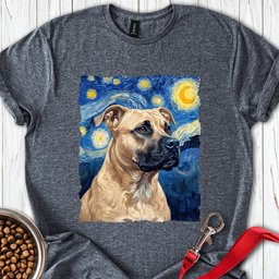 Pitbull Fawn Van Gogh T Shirt Gift For Dog Lover