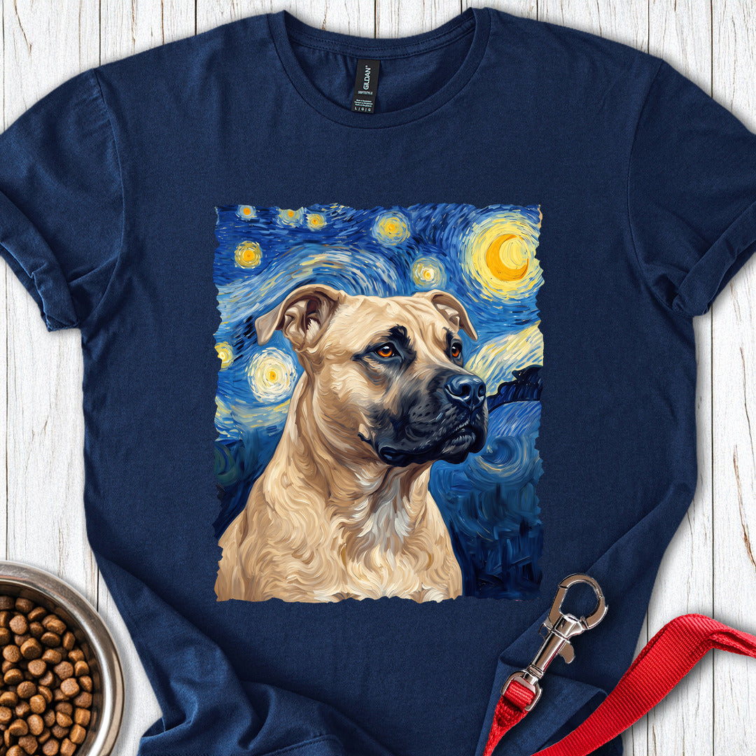 Pitbull Fawn Van Gogh T Shirt Gift For Dog Lover