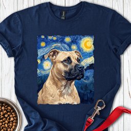 Pitbull Fawn Van Gogh T Shirt Gift For Dog Lover