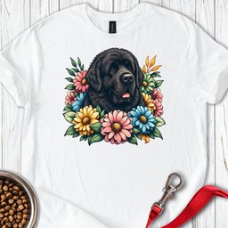 Newfoundland Flower Wreath T Shirt Gift For Dog Lover