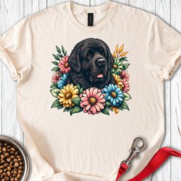 Newfoundland Flower Wreath T Shirt Gift For Dog Lover