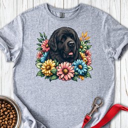 Newfoundland Flower Wreath T Shirt Gift For Dog Lover