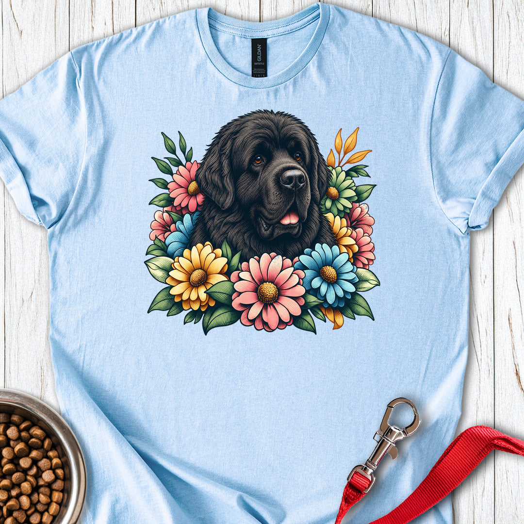Newfoundland Flower Wreath T Shirt Gift For Dog Lover