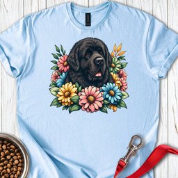 Newfoundland Flower Wreath T Shirt Gift For Dog Lover