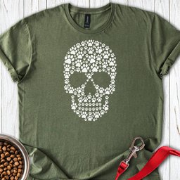 Paw Prints Halloween Skull T Shirt Gift For Dog Lover