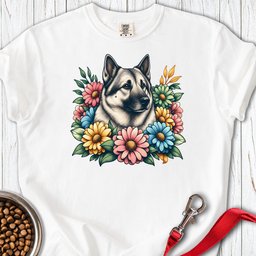 Norwegian Elkhound Flower Wreath Premium Tee Gift For Dog Lover