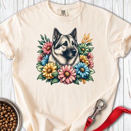 Norwegian Elkhound Flower Wreath Premium Tee Gift For Dog Lover