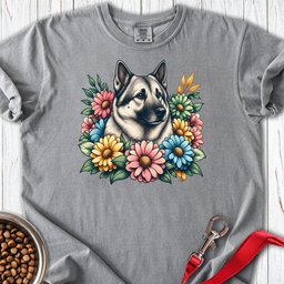 Norwegian Elkhound Flower Wreath Premium Tee Gift For Dog Lover