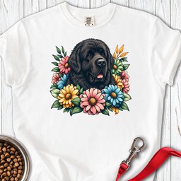 Newfoundland Flower Wreath Premium Tee Gift For Dog Lover